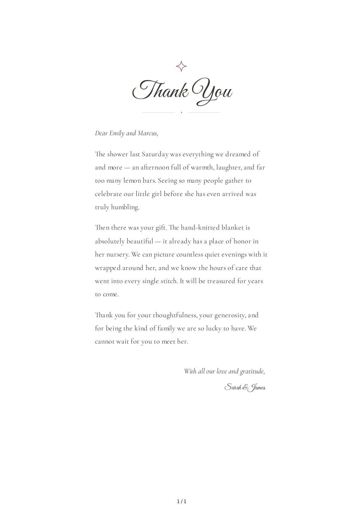 Thank You Note for a Baby Shower Gift - Free AI Thank You Note Generator, 50+ Real Thank You Note Examples