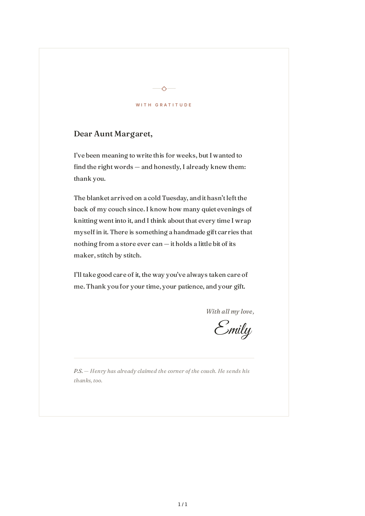 Thank You Note for a Handmade Gift - Free AI Thank You Note Generator, 50+ Real Thank You Note Examples