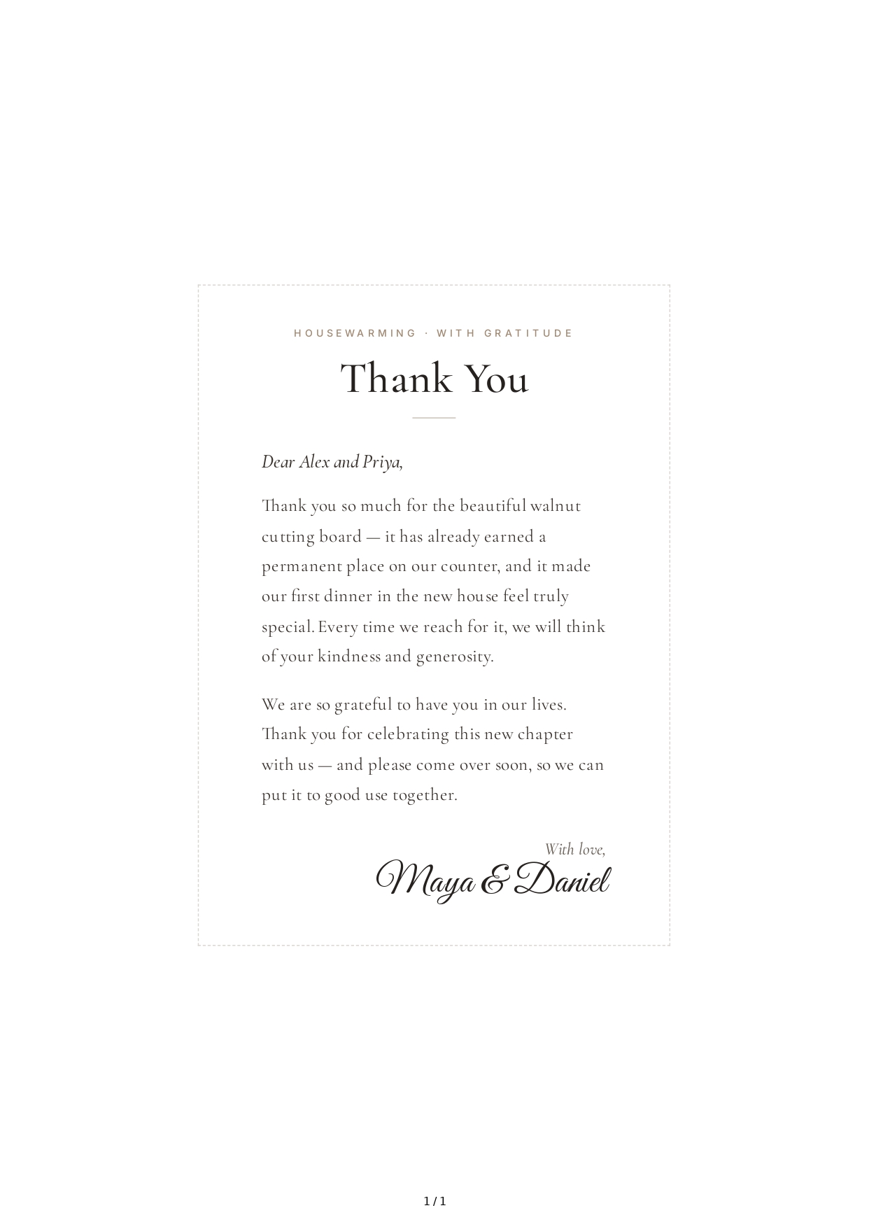 Thank You Note for a Housewarming Gift - Free AI Thank You Note Generator, 50+ Real Thank You Note Examples