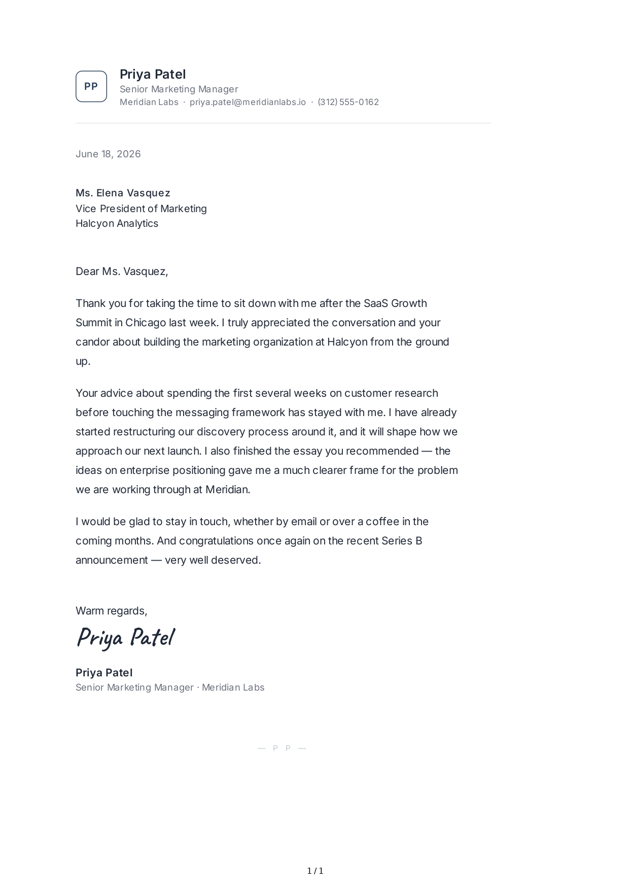 Thank You Note for a Networking Opportunity - Free AI Thank You Note Generator, 50+ Real Thank You Note Examples