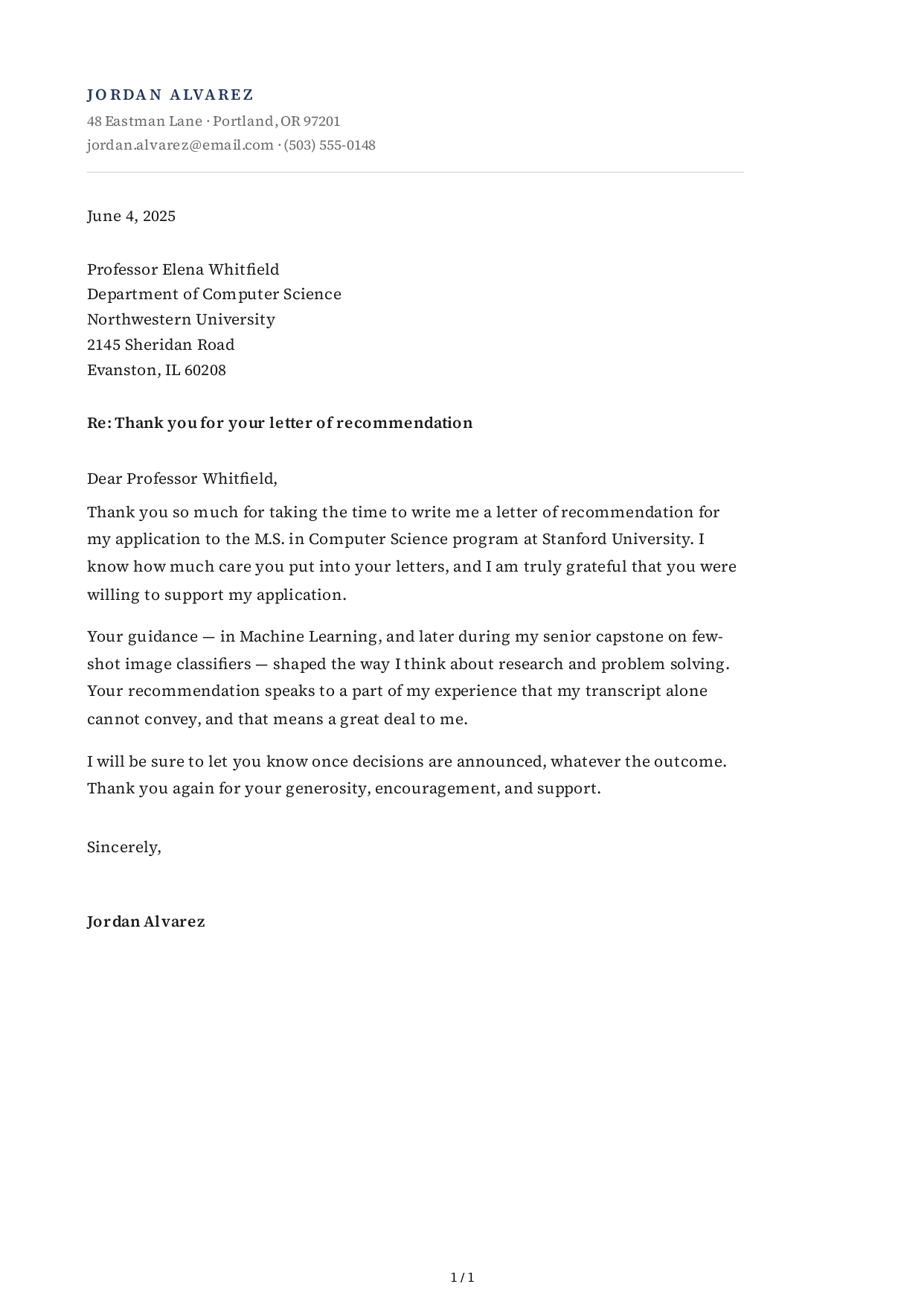 Thank You Note for a Recommendation Letter - Free AI Thank You Note Generator, 50+ Real Thank You Note Examples