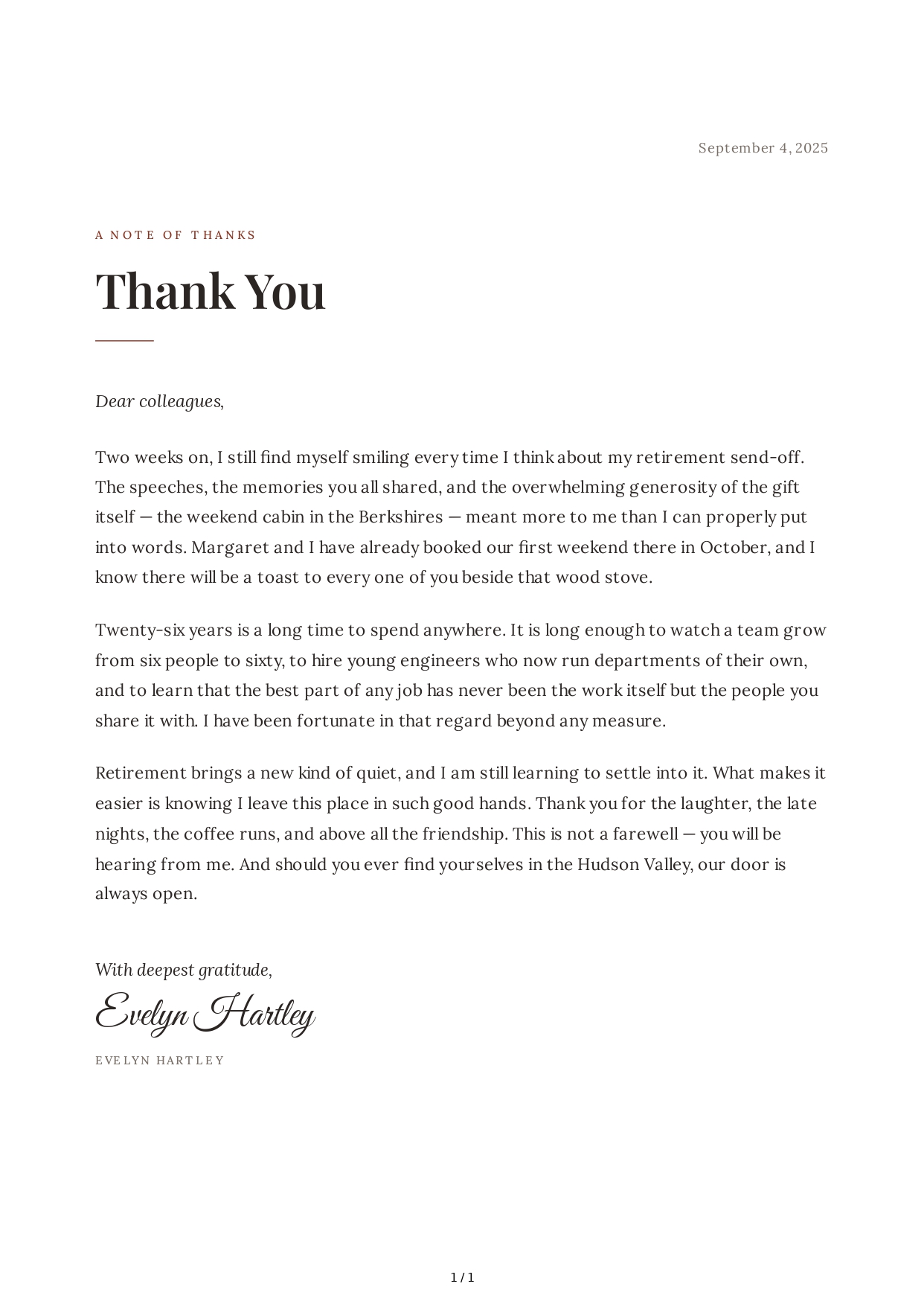 Thank You Note for a Retirement Gift - Free AI Thank You Note Generator, 50+ Real Thank You Note Examples
