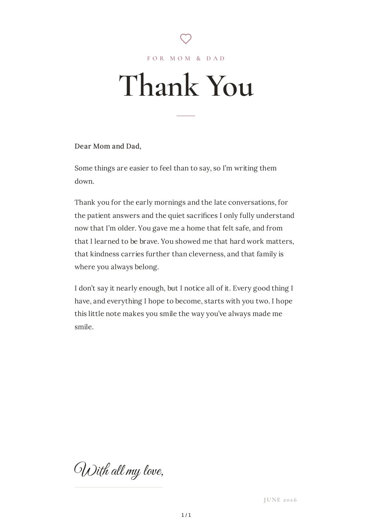 Thank You Note to Parents - Free AI Thank You Note Generator, 50+ Real Thank You Note Examples