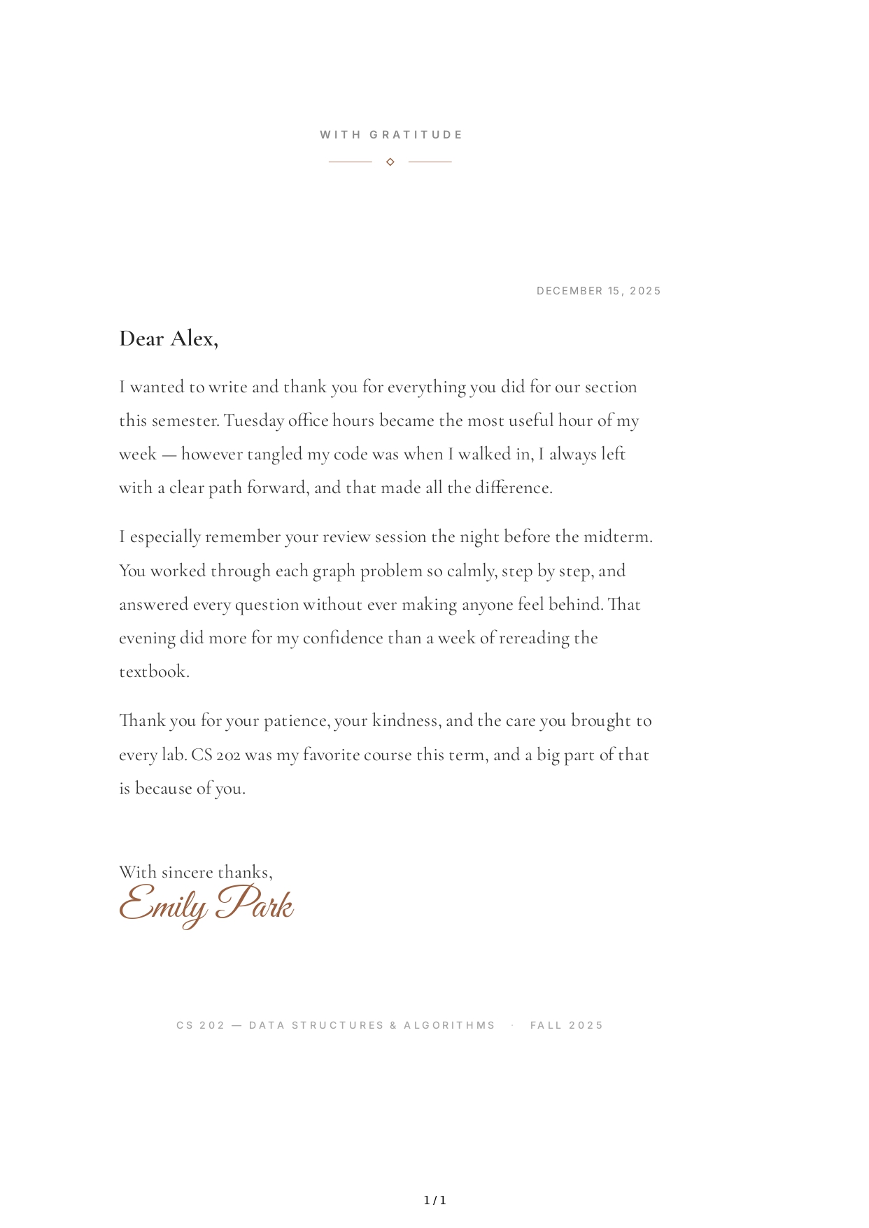 Thank You Note to a Teaching Assistant - Free AI Thank You Note Generator, 50+ Real Thank You Note Examples