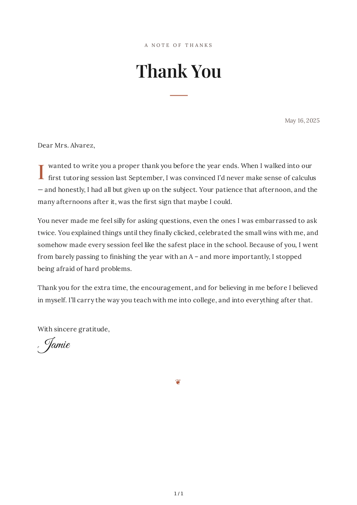 Thank You Note to a Tutor - Free AI Thank You Note Generator, 50+ Real Thank You Note Examples