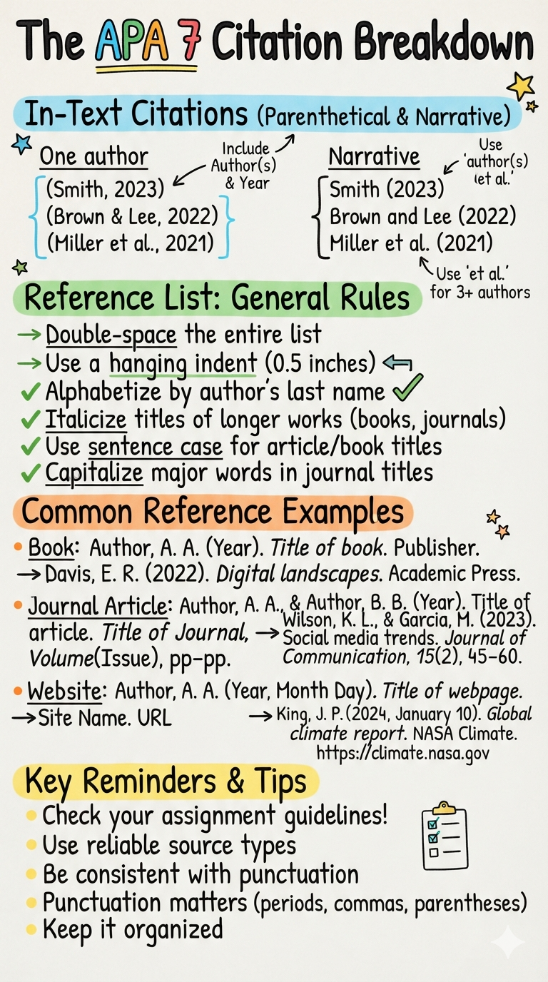 The APA 7 Citation Breakdown Anchor Chart for College Writing - Free AI Anchor Chart Generator, 50+ Real Anchor Chart Examples