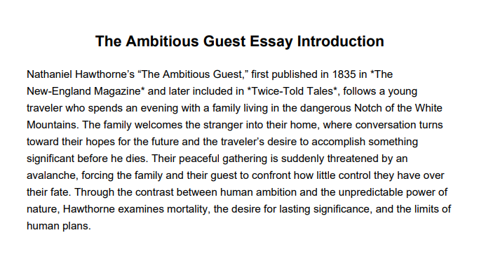 The Ambitious Guest Essay Introduction - Free AI Essay Introduction Generator, 50+ Real Essay Introduction Examples
