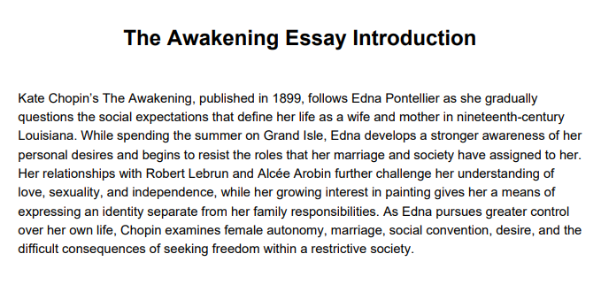 The Awakening Essay Introduction - Free AI Essay Introduction Generator, 50+ Real Essay Introduction Examples