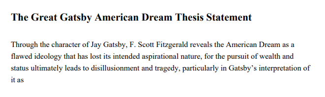 The Great Gatsby American Dream Thesis Statement - Free AI Thesis Statement Generator, 50+ Real Thesis Statement Examples