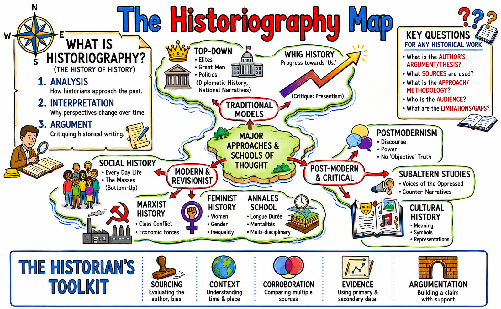 The Historiography Map Anchor Chart for Undergraduate History - Free AI Anchor Chart Generator, 50+ Real Anchor Chart Examples