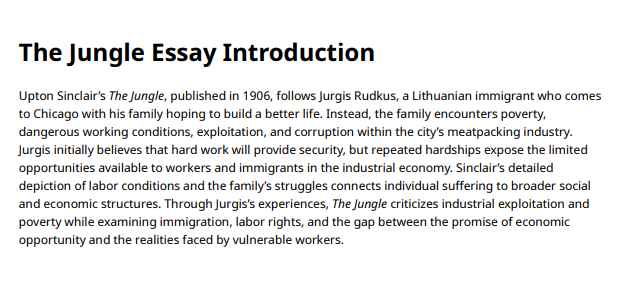 The Jungle Essay Introduction - Free AI Essay Introduction Generator, 50+ Real Essay Introduction Examples