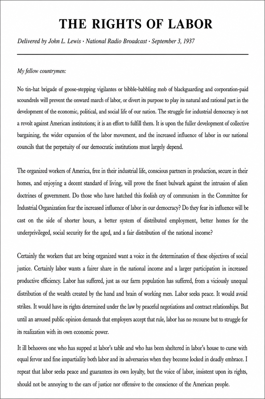 The Rights of Labor Persuasive Speech - Free AI Persuasive Speech Generator, 50+ Real Persuasive Speech Examples