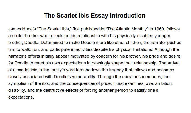 The Scarlet Ibis Essay Introduction - Free AI Essay Introduction Generator, 50+ Real Essay Introduction Examples