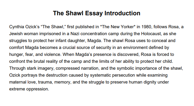 The Shawl Essay Introduction - Free AI Essay Introduction Generator, 50+ Real Essay Introduction Examples