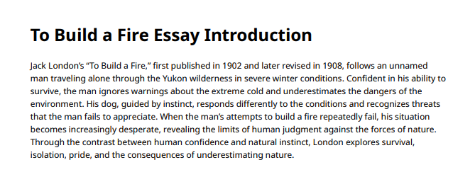 To Build a Fire Essay Introduction - Free AI Essay Introduction Generator, 50+ Real Essay Introduction Examples