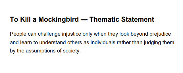 To Kill a Mockingbird Thematic Statement - Free AI Thematic Statement Generator, 50+ Real Thematic Statement Examples