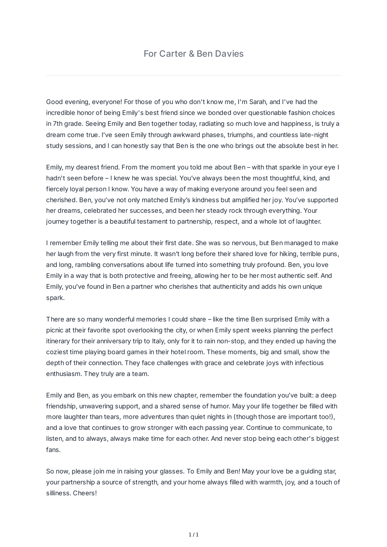 Touching Maid of Honor Speech - Free AI Maid of Honor Speech Generator, 50+ Real Maid of Honor Speech Examples