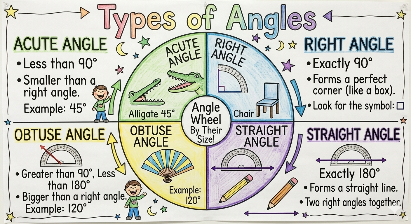 Types of Angles Anchor Chart for 4th Grade Geometry - Free AI Anchor Chart Generator, 50+ Real Anchor Chart Examples