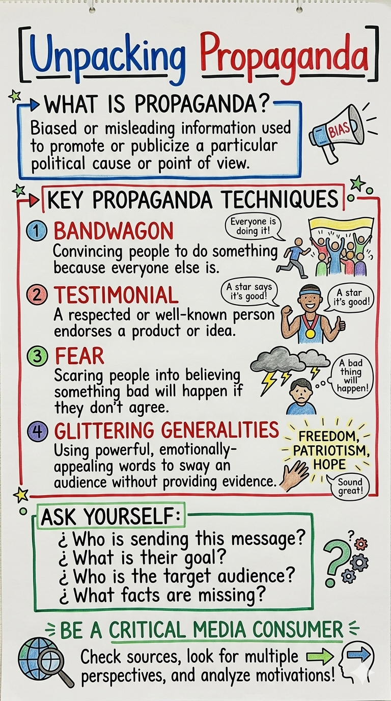 Unpacking Propaganda Anchor Chart for 8th Grade Media Literacy - Free AI Anchor Chart Generator, 50+ Real Anchor Chart Examples