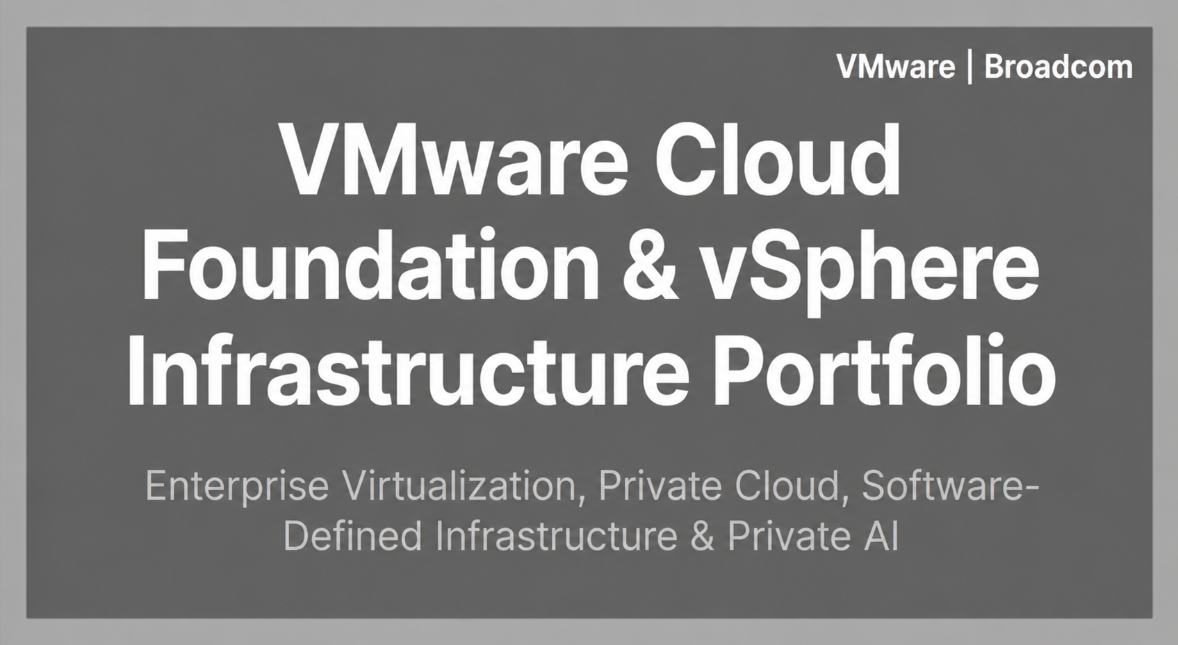 VMware Cloud Foundation & vSphere Infrastructure Portfolio - Free AI Portfolio Generator, 50+ Real Portfolio Examples
