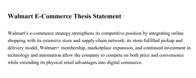 Walmart E-Commerce Thesis Statement - Free AI Thesis Statement Generator, 50+ Real Thesis Statement Examples