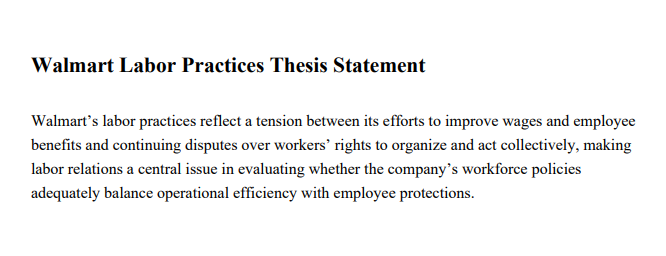 Walmart Labor Practices Thesis Statement - Free AI Thesis Statement Generator, 50+ Real Thesis Statement Examples