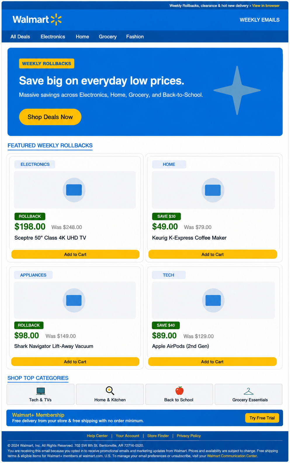Walmart Weekly Deals Email Newsletter - Free AI Email Newsletter Generator, 50+ Real Email Newsletter Examples
