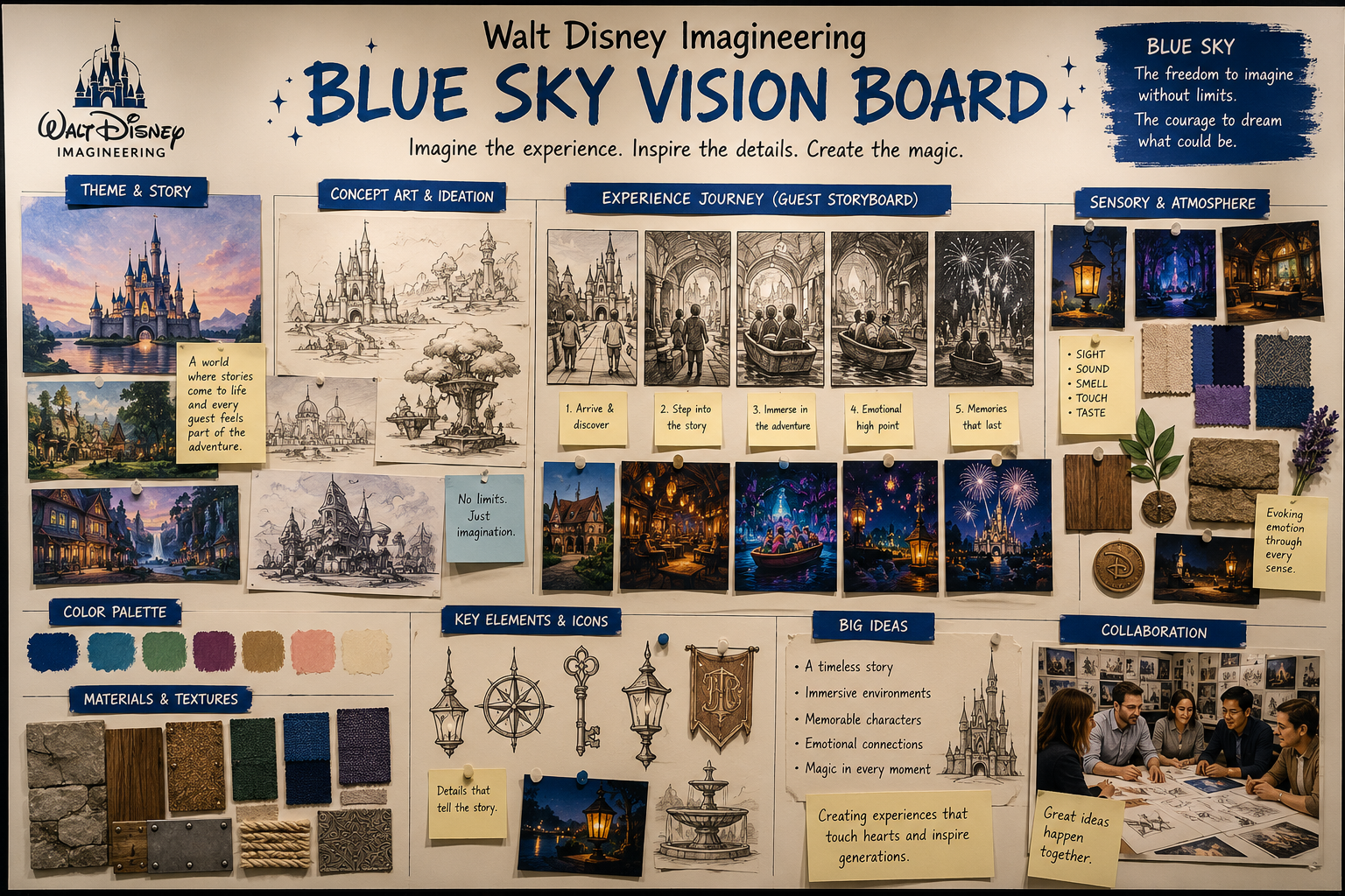 Walt Disney Imagineering Blue Sky Vision Board - Free AI Vision Board Generator, 40+ Real Vision Board Examples