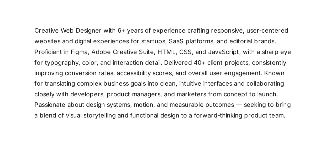 Web Designer Resume Summary - Free AI Resume Summary Generator, 50+ Real Resume Summary Examples