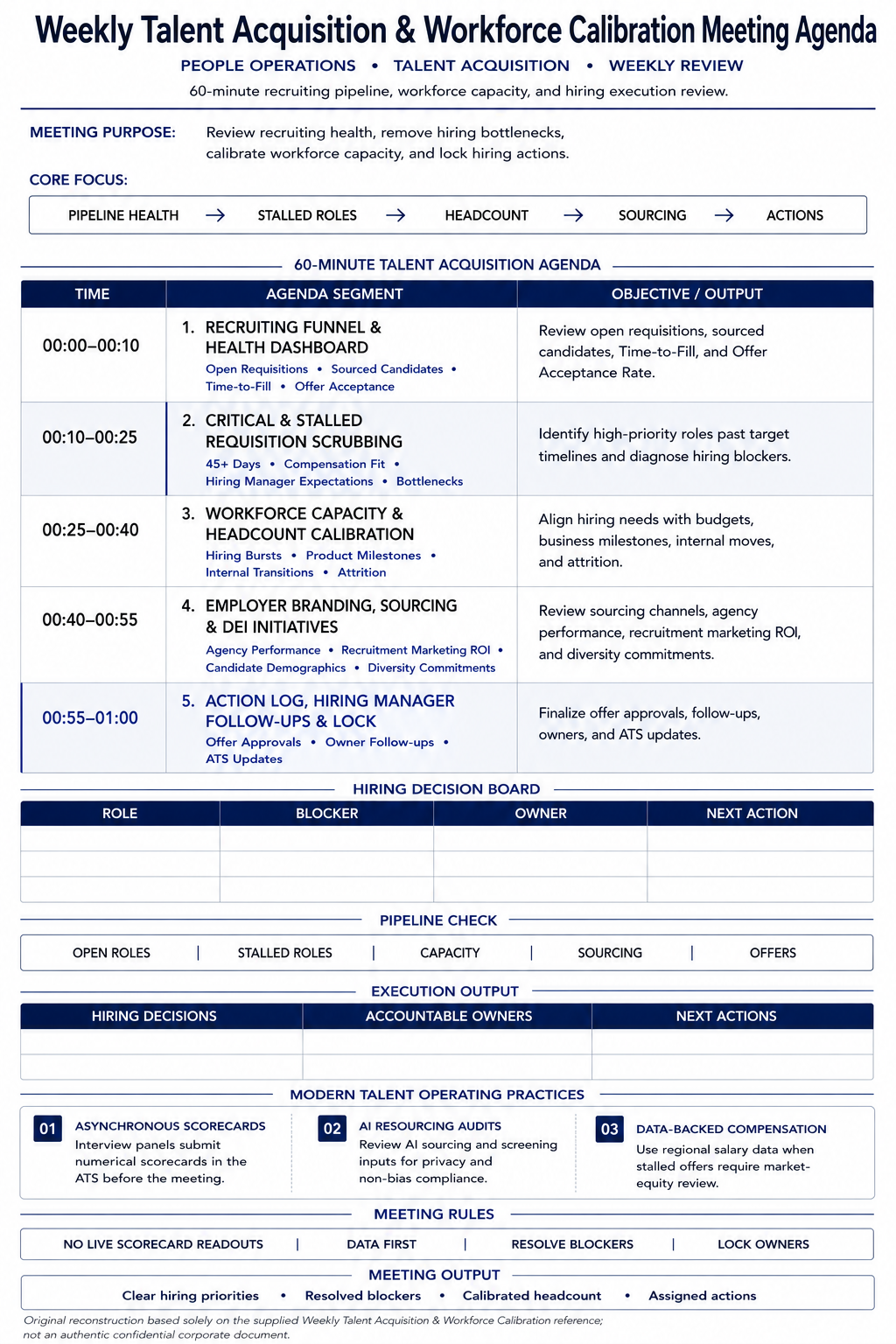 Weekly Talent Acquisition & Workforce Calibration Meeting Agenda - Free AI Meeting Agenda Generator, 50+ Real Meeting Agenda Examples