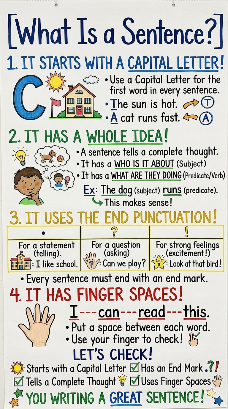 What Is a Sentence Anchor Chart for 1st Grade Literacy - Free AI Anchor Chart Generator, 50+ Real Anchor Chart Examples
