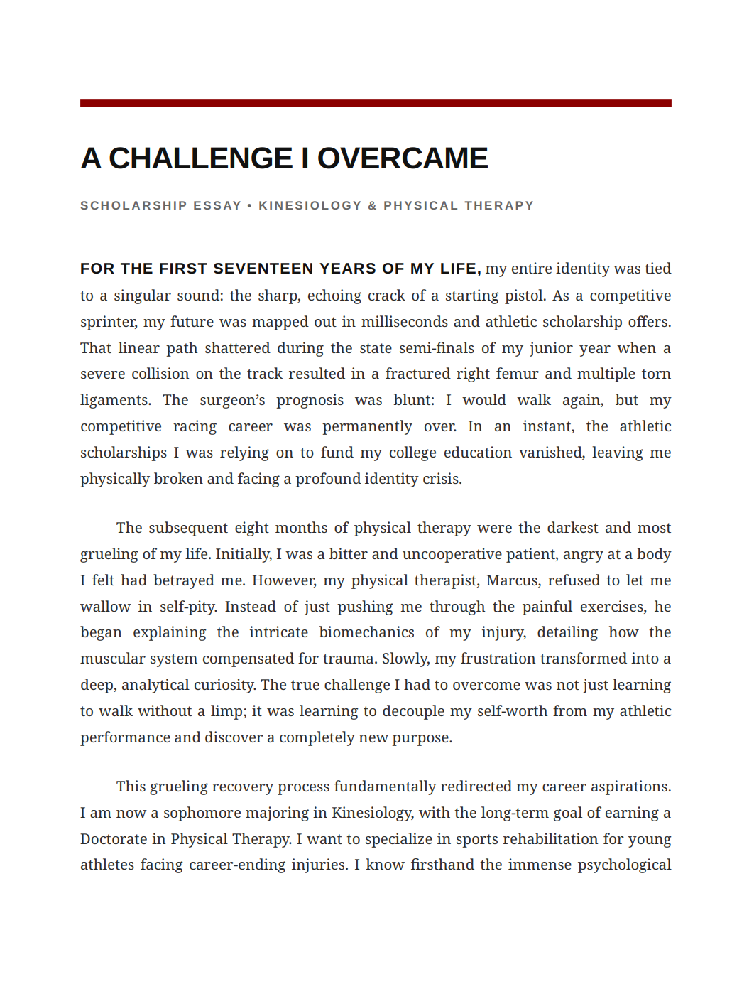 A Challenge I Overcame Scholarship Essay - Free AI Scholarship Essay Generator, 50+ Real Scholarship Essay Examples