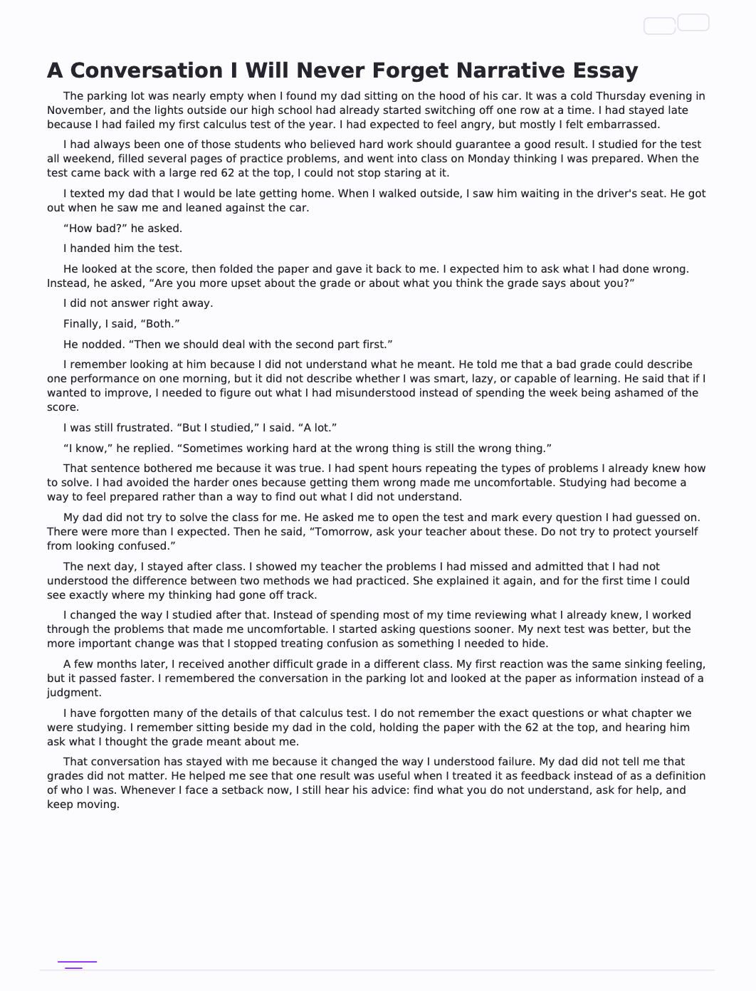 A Conversation I Will Never Forget Narrative Essay - Free AI Narrative Essay Generator, 50+ Real Narrative Essay Examples