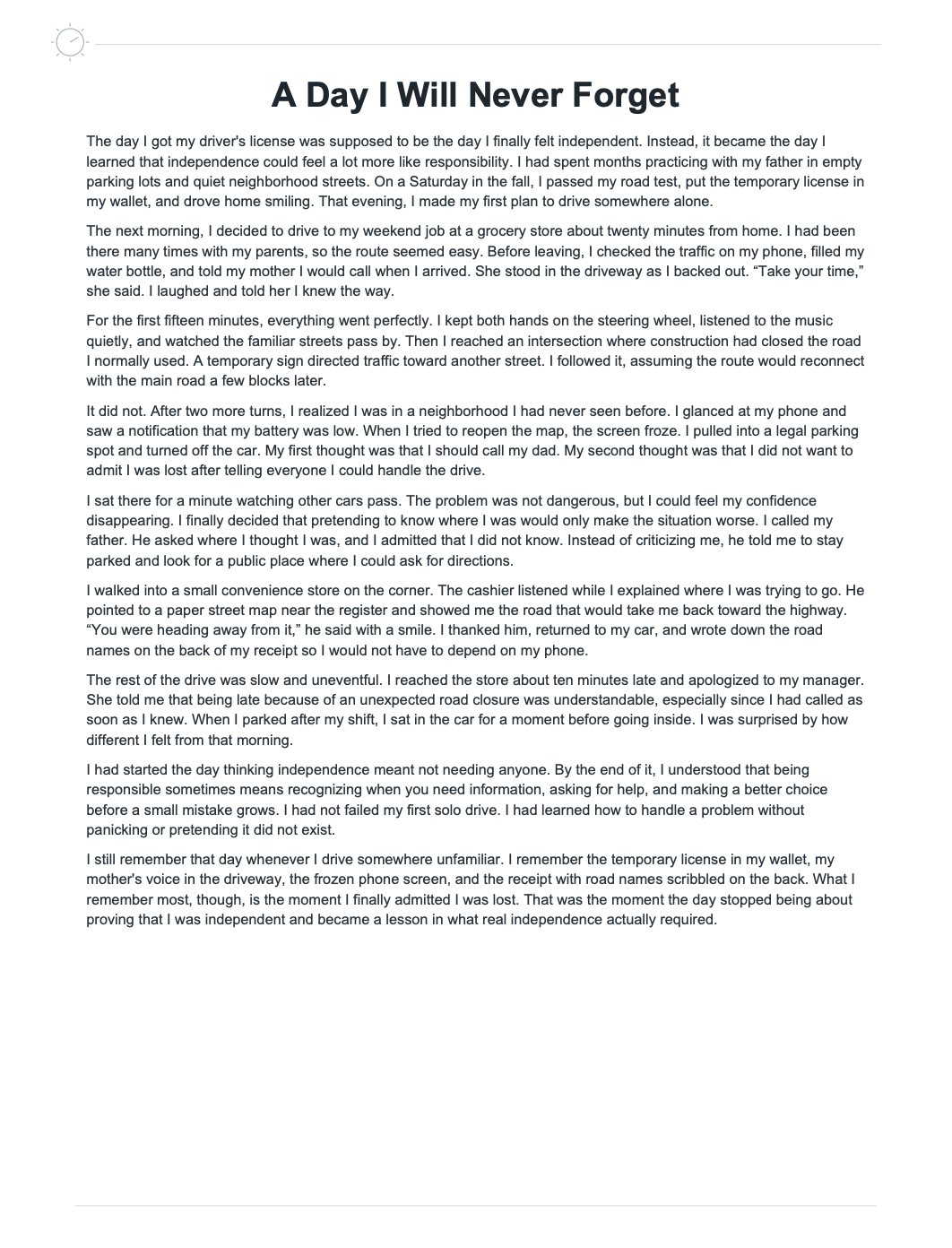 A Day I Will Never Forget Narrative Essay - Free AI Narrative Essay Generator, 50+ Real Narrative Essay Examples