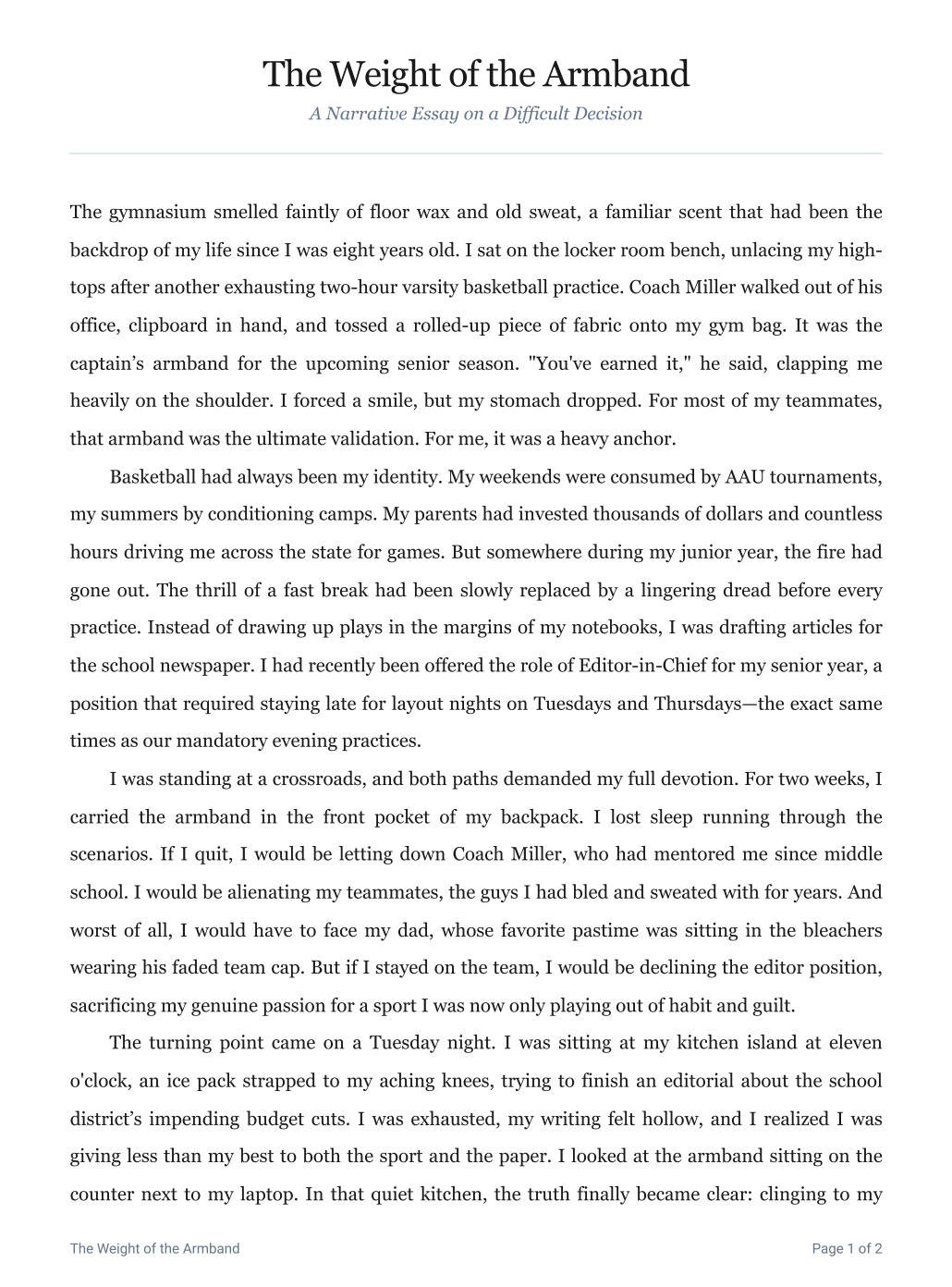 A Difficult Decision I Made Narrative Essay - Free AI Narrative Essay Generator, 50+ Real Narrative Essay Examples