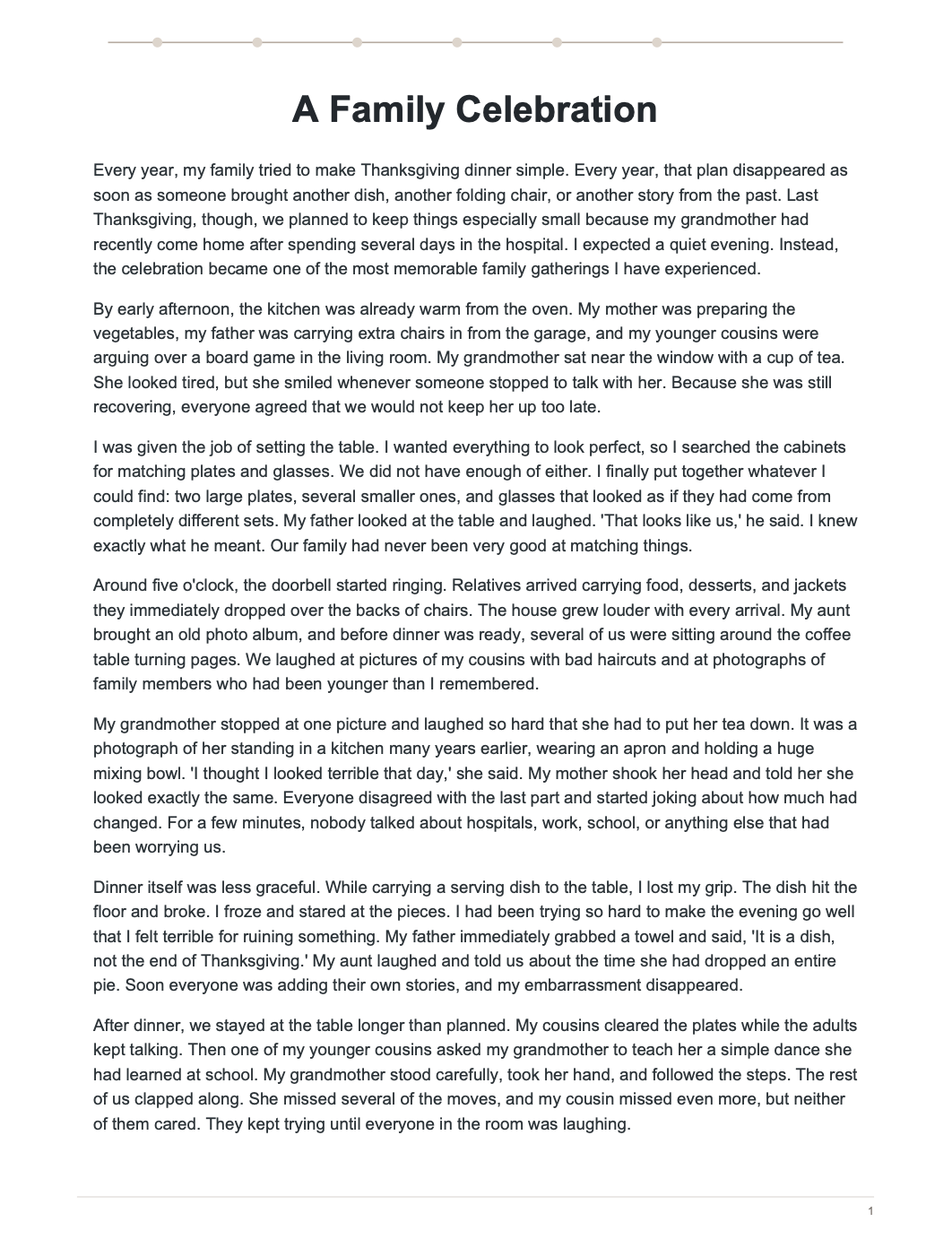 A Family Celebration Narrative Essay - Free AI Narrative Essay Generator, 50+ Real Narrative Essay Examples