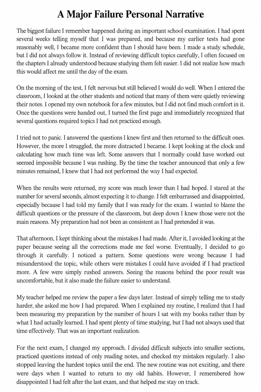 A Major Failure Personal Narrative - Free AI Personal Narrative Generator, 50+ Real Personal Narrative Examples