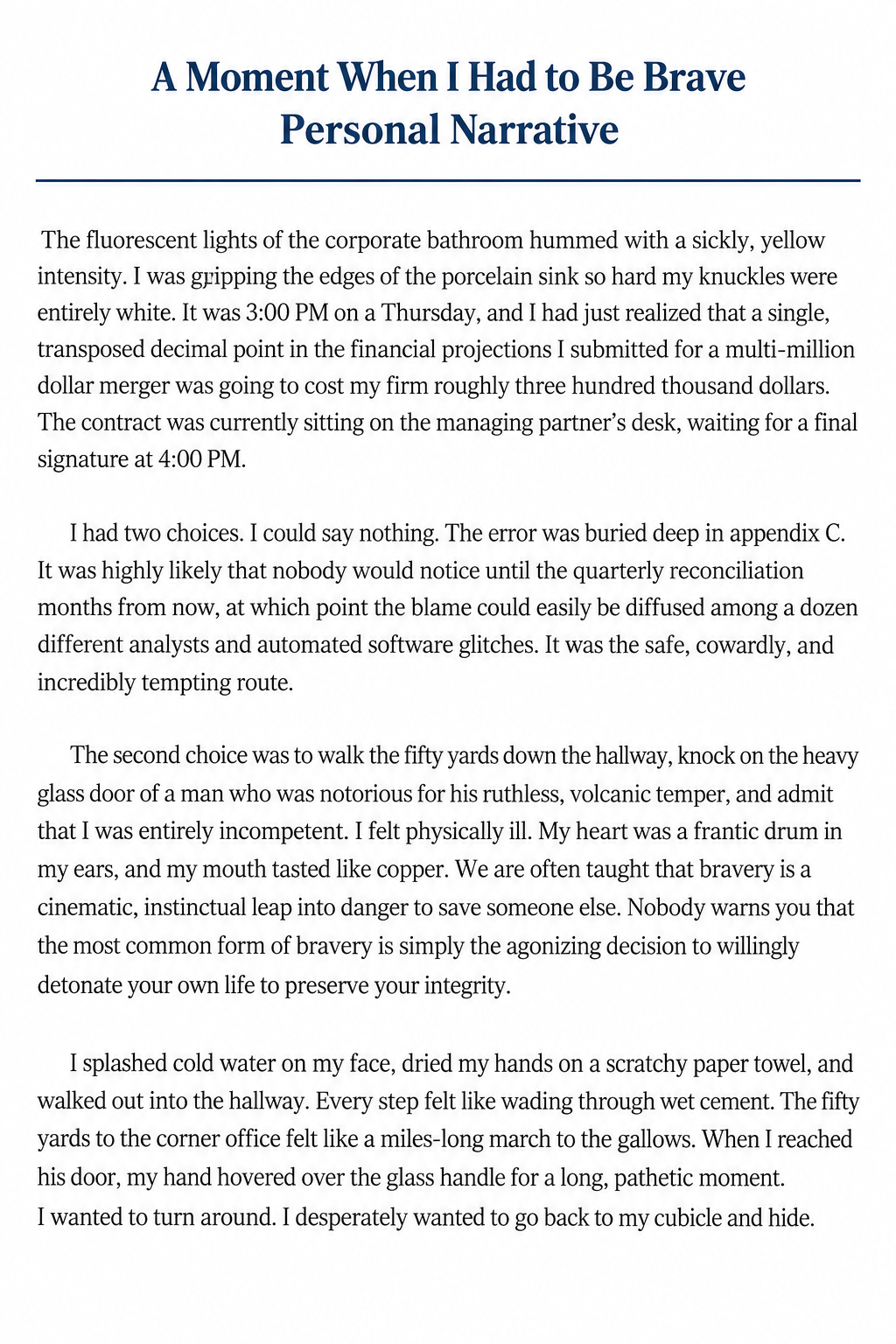 A Moment When I Had to Be Brave Personal Narrative - Free AI Personal Narrative Generator, 50+ Real Personal Narrative Examples