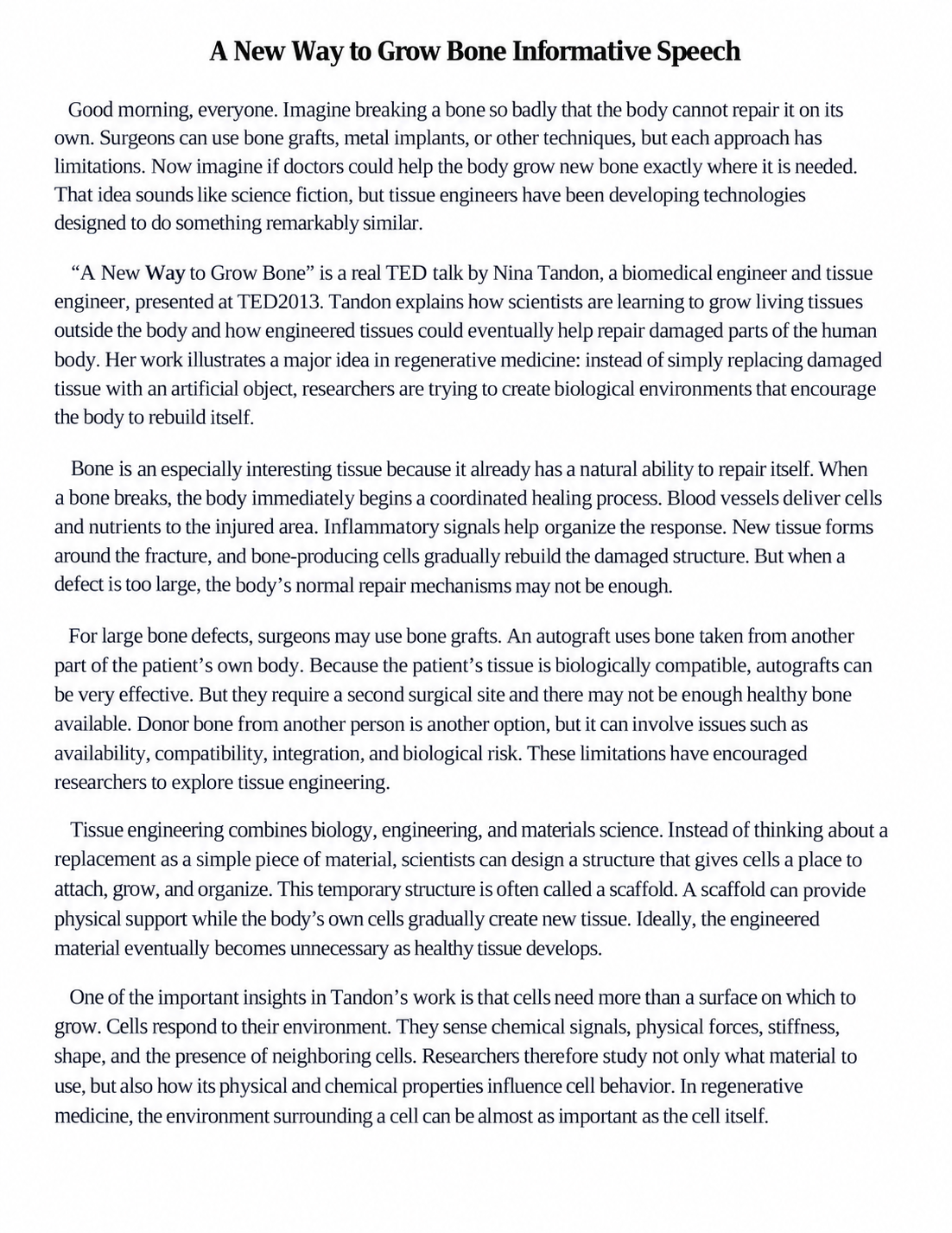 A New Way to Grow Bone Informative Speech - Free AI Informative Speech Generator, 50+ Real Informative Speech Examples