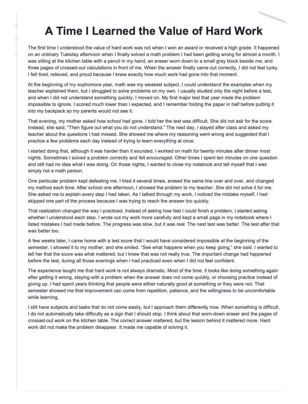 Integrity Values Examples A Time I Worked as Part of a Team Narrative Essay - AI Narrative Essay ...