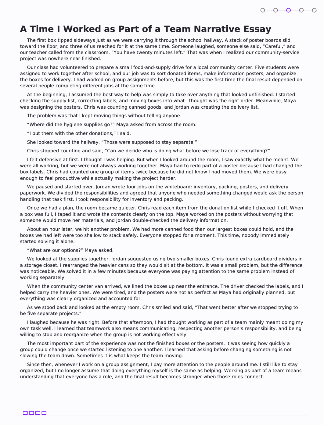A Time I Worked as Part of a Team Narrative Essay - Free AI Narrative Essay Generator, 50+ Real Narrative Essay Examples
