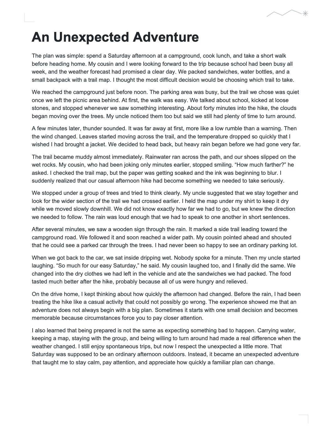 A Unexpected Adventure Narrative Essay - Free AI Narrative Essay Generator, 50+ Real Narrative Essay Examples