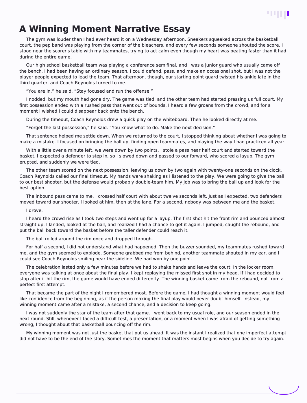 A Winning Moment Narrative Essay - Free AI Narrative Essay Generator, 50+ Real Narrative Essay Examples