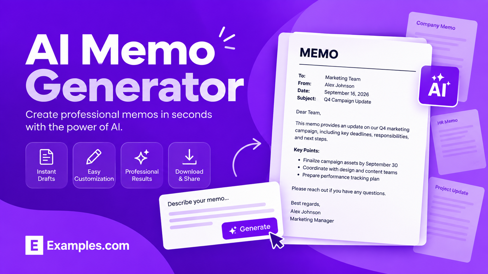 Free AI Memo Generator, 50+ Real Memo Examples