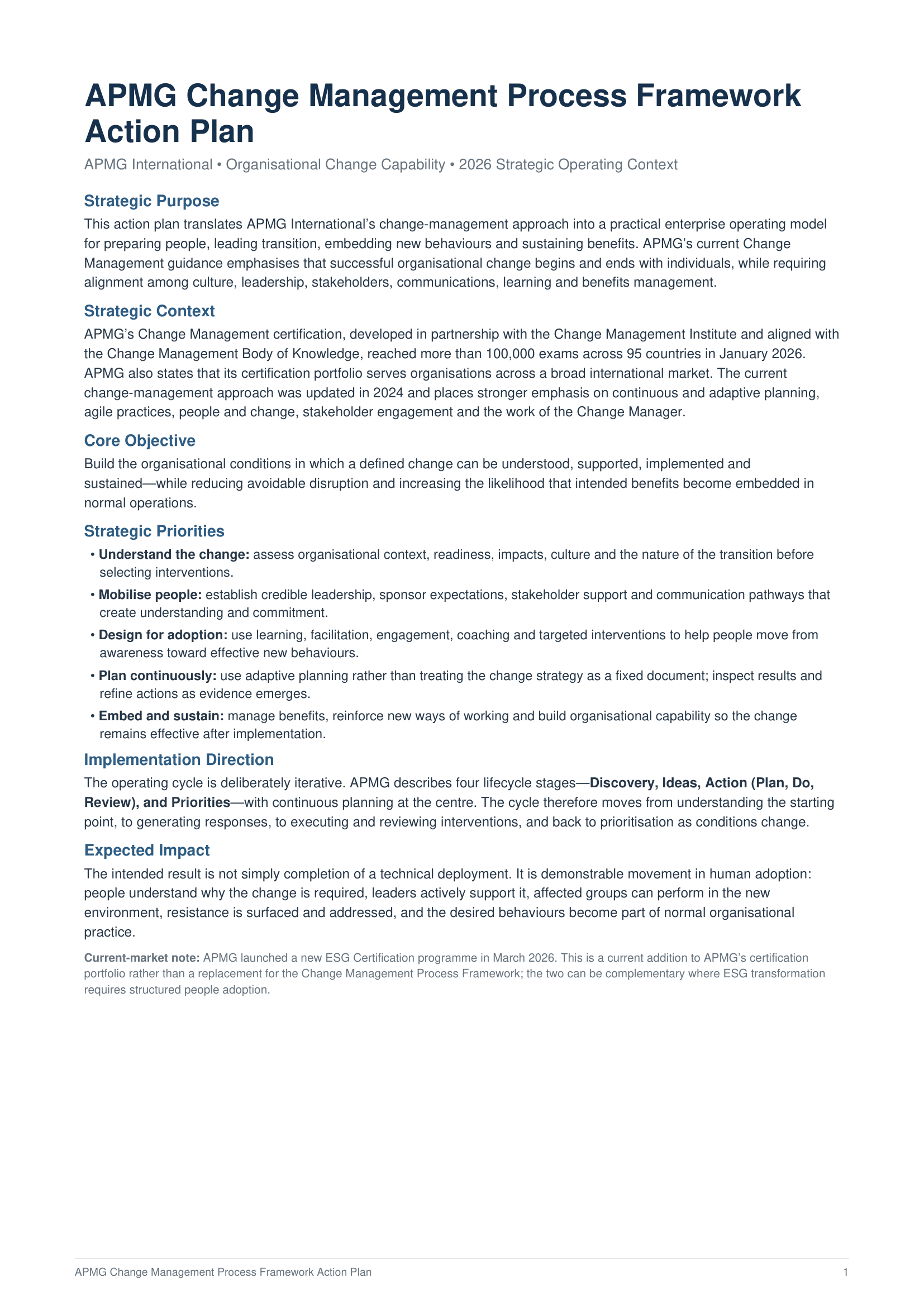 APMG Change Management Process Framework Action Plan - Free AI Action Plan Generator, 50+ Real Action Plan Examples
