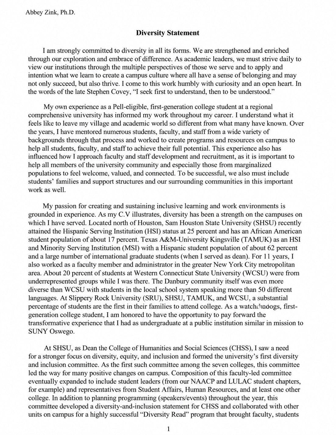 Academic Leadership Diversity Statement - Free AI Statement Generator, 50+ Real Statement Examples