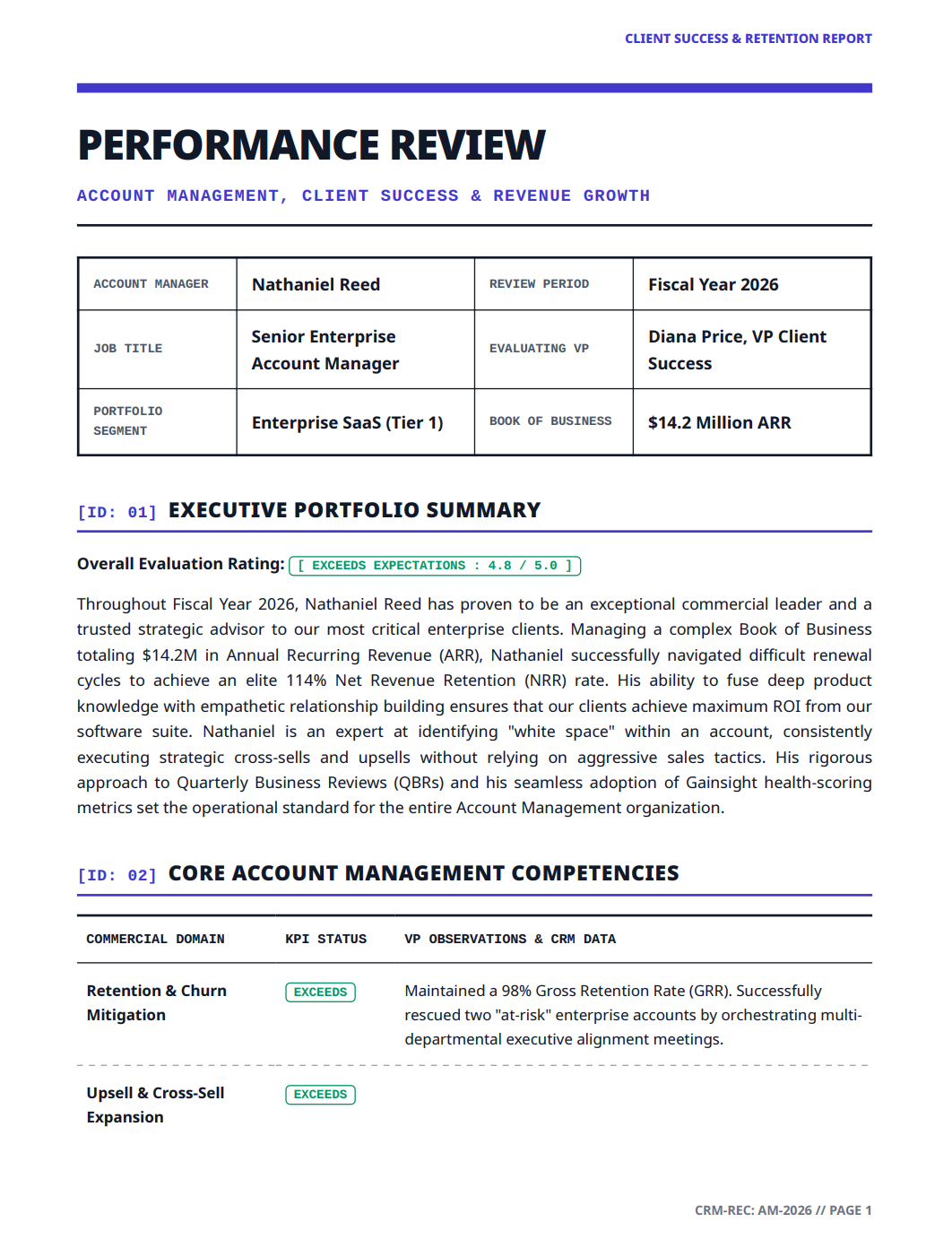 Account Manager Performance Review - Free AI Performance Review Generator, 50+ Real Performance Review Examples