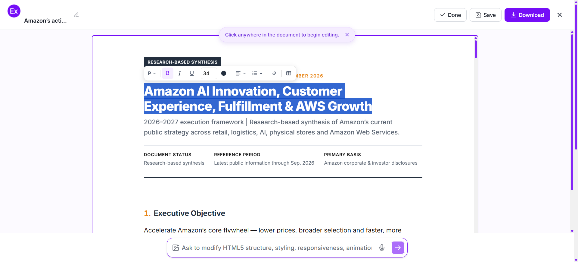 Customize Action Plan In The Online Editor
