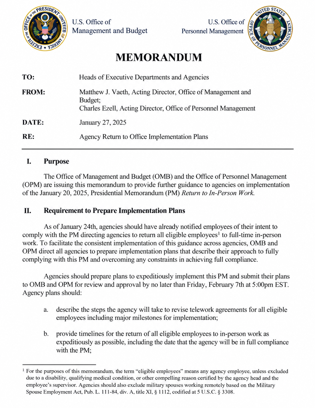 Agency Return to Office Implementation Plans Memo - Free AI Memo Generator, 50+ Real Memo Examples