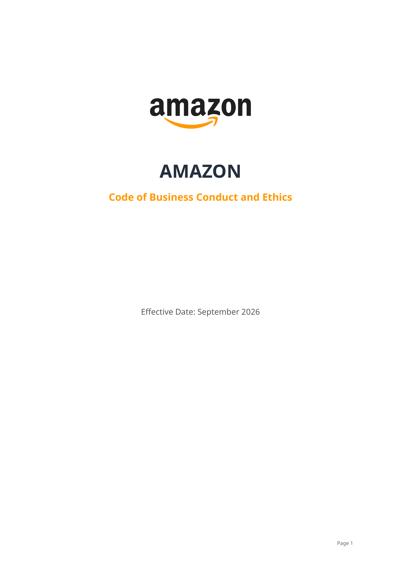 Amazon Code of Business Conduct and Ethics Handbook - Free AI Handbook Generator, 50+ Real Handbook Examples